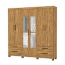 Ver imagem 2 de Guarda-Roupa 6 Portas 4 Gavetas com Espelho e Pés Genova Marrom/Cinamomo