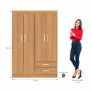 Ver imagem 5 de Guarda Roupa Solteiro 4 Portas 2 Gavetas Atalaia Marrom/Cinamomo