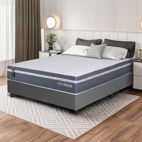 Conjunto Box Cinza Cairo Cinza Molas Ensacadas Casal 138x188x64 - King House