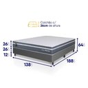 Ver imagem 3 de Conjunto Box Cinza Cairo Cinza Molas Ensacadas Casal 138x188x64 - King House