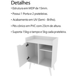 Aparador Balcao Bar Cantinho do Cafe Multiuso Ap2310 Branco Tecno Mobili - 3