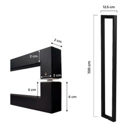 Puxador de Porta U Preto Inox Escovado 1 Metro Madeira Vidro - 6