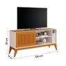 Rack Bancada Para Tv Até  55  Polegadas Aruba Com  Impressão 3D Ripado Off White  Cedro  EDN - 3
