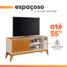 Rack Bancada Para Tv Até  55  Polegadas Aruba Com  Impressão 3D Ripado Off White  Cedro  EDN - 5