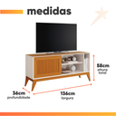 Ver imagem 3 de Rack Bancada Para Tv Até  55  Polegadas Aruba Com  Impressão 3D Ripado Off White  Cedro  EDN