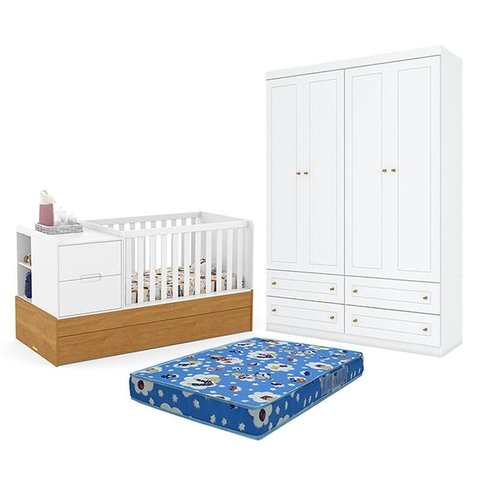 Berço Americano Multifuncional Formare Branco Freijó - Matic e guarda Roupa Infantil Americano 4 por
