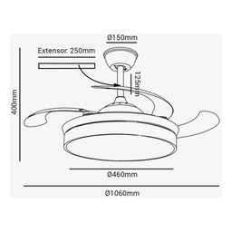 Ventilador de Teto Opus Air Plus Led com Pás Retrátil Led 3 Cores Original - Linha Premium - 9