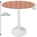 Ver imagem 2 de Mesa Zeta Ferro Branco 75 Cm (alt) Disco Redondo Tampo Mdp Redondo 70 Cm Larg X 2,5 Cm (alt) Noce