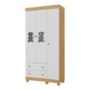 Ver imagem 2 de Guarda-roupa Infantil 92cm com Vidro 3 Portas e 2 Gavetas Fofura Multimóveis Mp4482 Madeirado/