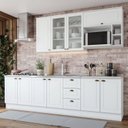Ver imagem 1 de Cozinha Completa Modulada 6 Peças com Aéreo Microondas Emily Espresso Móveis Branco/HP/Calcare