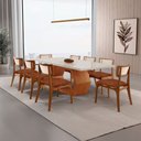 Ver imagem 1 de Sala de Jantar Mesa Ane 220cm Tampo Laqueado com Vidro Canto Moeda com 8 Cad Viena