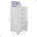 Ver imagem 2 de Cômoda Renoir 5 Gavetas MDP Corrediças Telescópicas Branco Framar