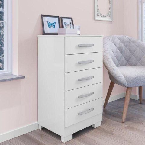 Cômoda Renoir 5 Gavetas MDP Corrediças Telescópicas Branco Framar