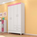 Ver imagem 2 de Guarda Roupa Solteiro 04 Portas 42860 Branco Rosa Flex