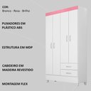 Ver imagem 7 de Guarda Roupa Solteiro 04 Portas 42860 Branco Rosa Flex