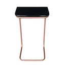 Ver imagem 3 de Mesa Lateral Tampo Preto P/ Sofá Base Metálica Bronze