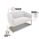 Ver imagem 4 de Sofá Namoradeira 2 Lugares Base Industrial Dourado Stella Bouclê Off White D03 - D'Rossi