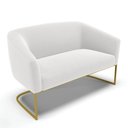 Ver imagem 1 de Sofá Namoradeira 2 Lugares Base Industrial Dourado Stella Bouclê Off White D03 - D'Rossi