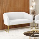 Ver imagem 2 de Sofá Namoradeira 2 Lugares Base Industrial Dourado Stella Bouclê Off White D03 - D'Rossi