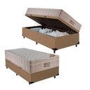 Ver imagem 1 de Cama Box Baú Solteiro + Colchão de Molas Ensacadas Ortobom Airtech Bege 88cm Suporta até 150 Kg