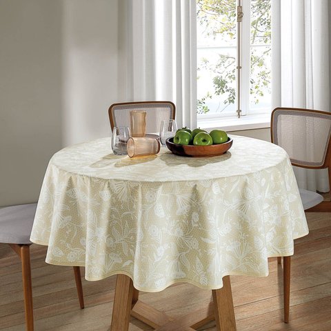 Toalha de Mesa Redonda 4 Lugares 1,60m Dohler Clean Athenas Estampa:graça