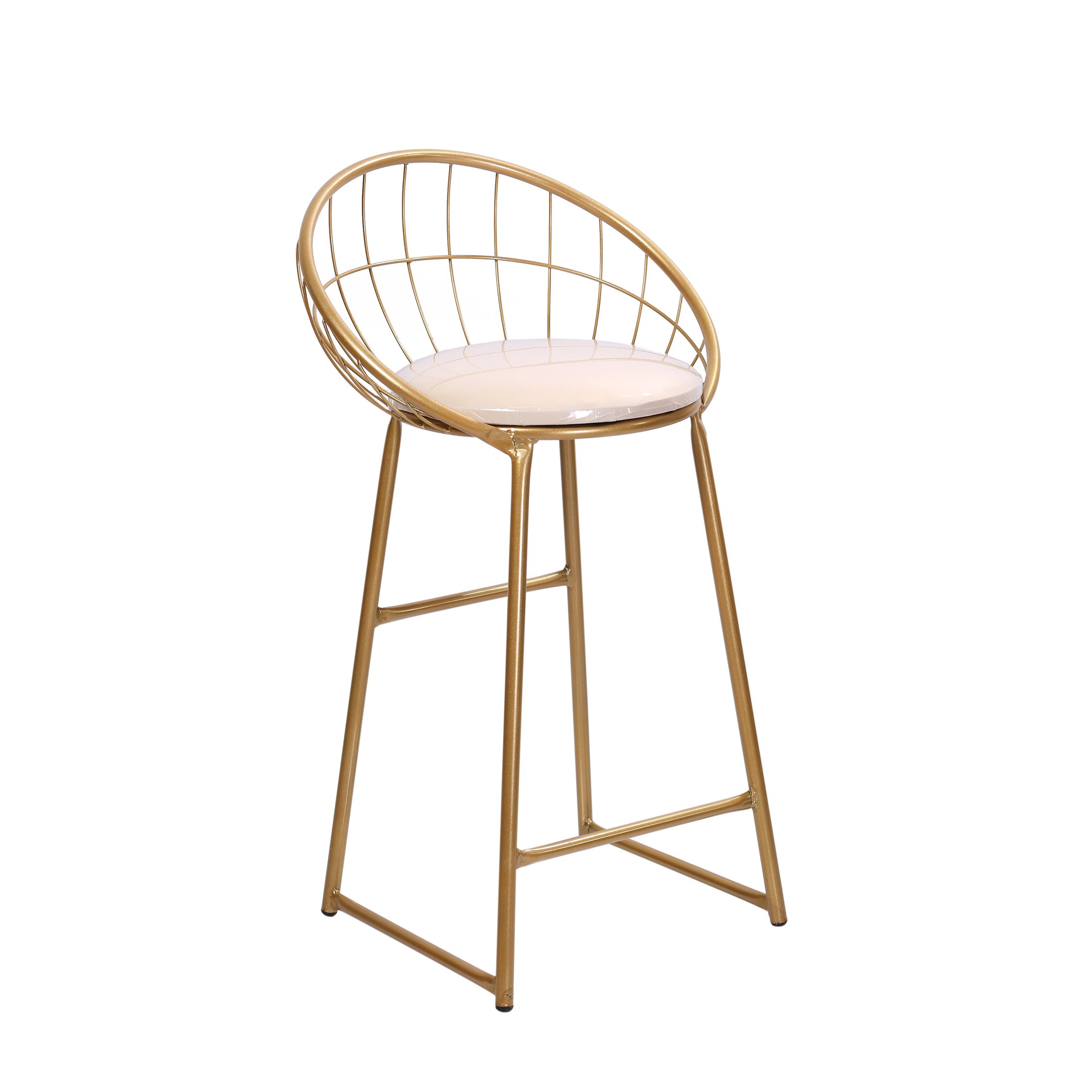 Banqueta Banco Paris Dourada com Acento na Cor Off White | MadeiraMadeira