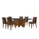 Ver imagem 2 de Sala de Jantar Mesa Evora 180 Mdf Vidro Canto Reto com 6 Cadeiras Grecia Rufato