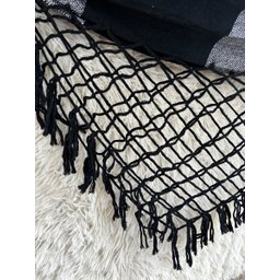 Rede de Dormir Casal Balanço de Algodão Reforçada 3,80m X 1,50m Varias Cores:preto com Branco Xadrez - 3