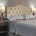 Ver imagem 2 de Cabeceira Cama Casal Botões Provençal Bege Suede com Pés 120cm Altura Rbl