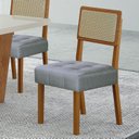 Ver imagem 3 de Kit de 2 Cadeiras para Sala de Jantar Pés em Madeira Maciça Liz Cinza/Cinamomo/Linho Prata
