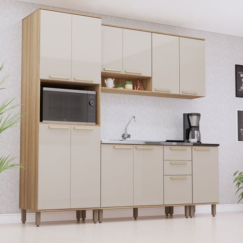 Cozinha Modulada Compacta 5 Peças sem Tampos e sem Pia Isis Luciane Móveis