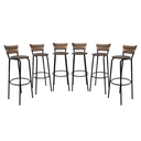 Ver imagem 1 de Kit 6 Banquetas 80cm para Balcão Ilha Bancada Área Gourmet Encosto em Junco Banco Itagold