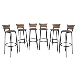 Kit 6 Banquetas 80cm para Balcão Ilha Bancada Área Gourmet Encosto em Junco Banco Itagold - 1