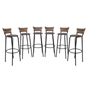 Kit 6 Banquetas 80cm para Balcão Ilha Bancada Área Gourmet Encosto em Junco Banco Itagold