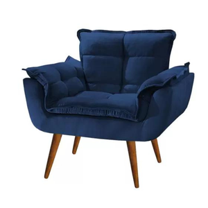 Poltrona Opala Azul Marinho Suede Decorativa para Sala Escritório Biselos-decor