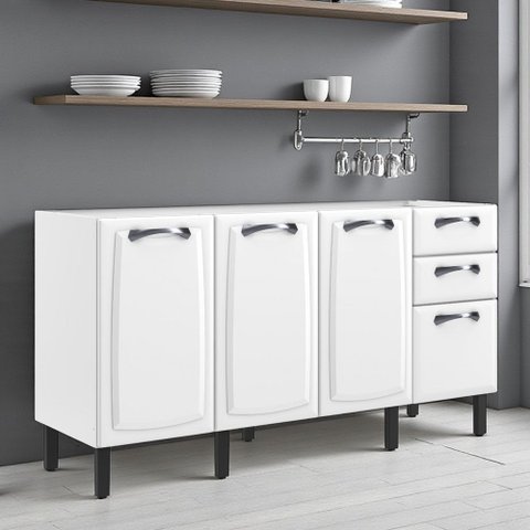 Balcão Cozinha em Aço 4 Portas 2 Gavetas 160cm sem Tampo New Premium Itatiaia