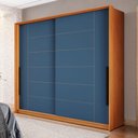 Ver imagem 1 de Guarda-roupa Casal Lisboa 2 Portas 2 Gavetas Freijó/azul - Politorno