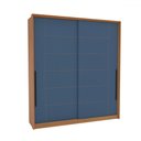 Ver imagem 2 de Guarda-roupa Casal Lisboa 2 Portas 2 Gavetas Freijó/azul - Politorno