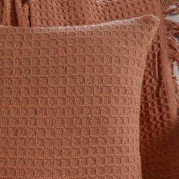 Capa de Almofada Decorativa Waffle 100% Algodão 45x45cm Terracota - 3
