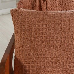 Capa de Almofada Decorativa Waffle 100% Algodão 45x45cm Terracota - 2
