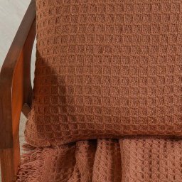 Capa de Almofada Decorativa Waffle 100% Algodão 45x45cm Terracota - 4