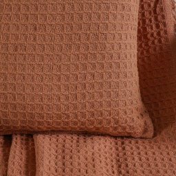 Capa de Almofada Decorativa Waffle 100% Algodão 45x45cm Terracota - 5
