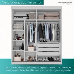 Guarda Roupa Solteiro 100% Mdf 2 Portas de Correr 3 Gavetas com Espelho Portugal - Mais Móveis - 4