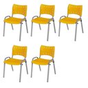 Ver imagem 1 de Cadeira Iso Base Cinza Escola, Escritório Amarelo Kit 5 Un