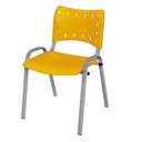 Ver imagem 2 de Cadeira Iso Base Cinza Escola, Escritório Amarelo Kit 5 Un