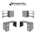 Ver imagem 5 de Escrivaninha com Balcão Lateral Armário Aéreo Nicho 150cm Cinza Sagrado com Preto