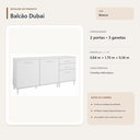 Ver imagem 4 de Balcão Buffet Dubai 2 Portas 3 Gavetas Branco Formimóveis