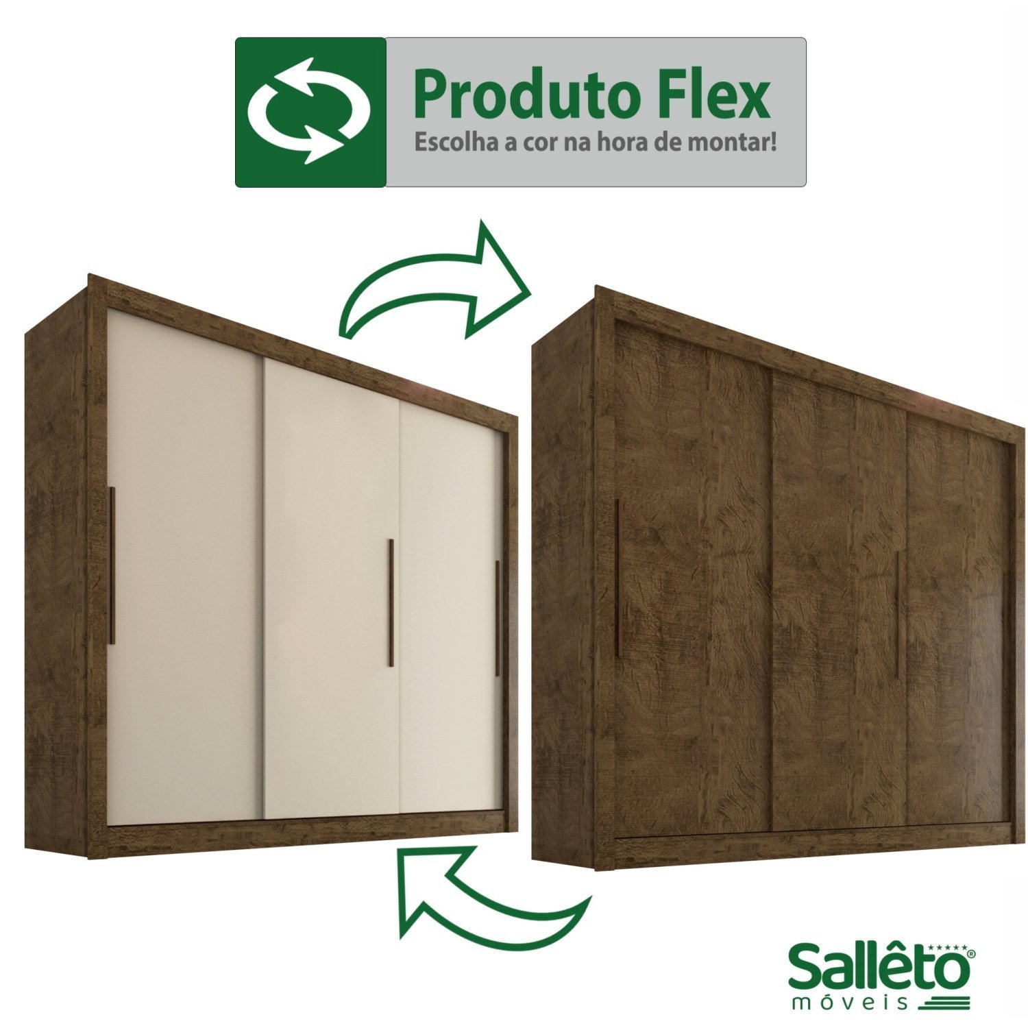 Guarda Roupa Casal 3 Portas 4 Gavetas Seul Sallêto Móveis - 7