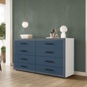Ver imagem 1 de Cômoda Valência com 8 Gavetas 150x84cm Branco/Azul 240829