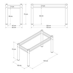 Base Para Mesa De Vidro Jantar 6 Lugares Preta Retangular - 4